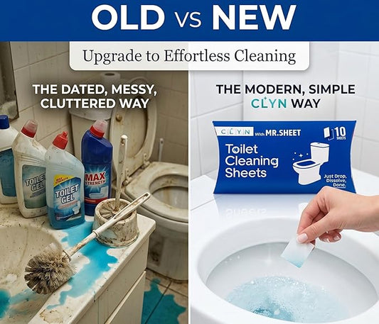 CLYN with MR.SHEET Toilet Bowl Cleaning Sheets | 10 Dissolvable Strips