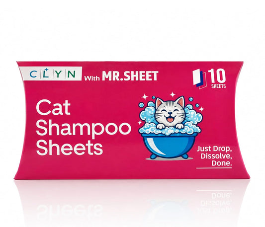 CLYN with MR.SHEET Cat Shampoo Sheets | 10 Plant-Based Bath Sheets