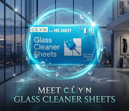 CLYN with MR.SHEET Glass Cleaner Sheets | 10 Streak-Free Strips