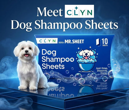 CLYN with MR.SHEET Dog Shampoo Sheets | 10 Plant-Based Bath Sheets