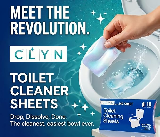 CLYN with MR.SHEET Toilet Bowl Cleaning Sheets | 10 Dissolvable Strips